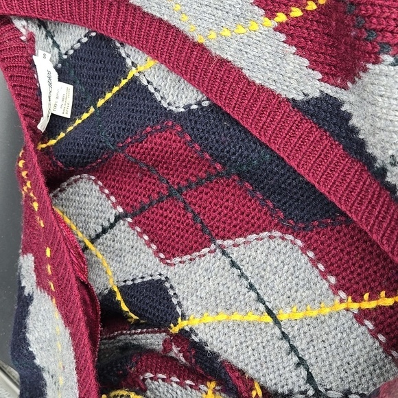 J H Collectibles Wool Argyle Longline Cardigan Sweater Button Front Small - Picture 9 of 10